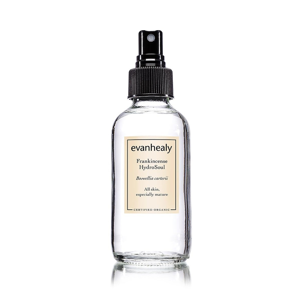 Evanhealy Frankincense hydrosol bottle for gentle daily facial toning.