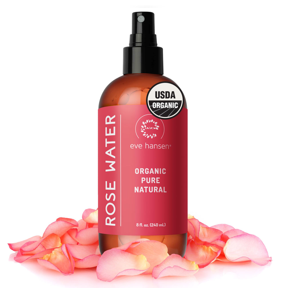 Eve Hansen Rose Water Spray Bottle ready to hydrate and refresh skin.