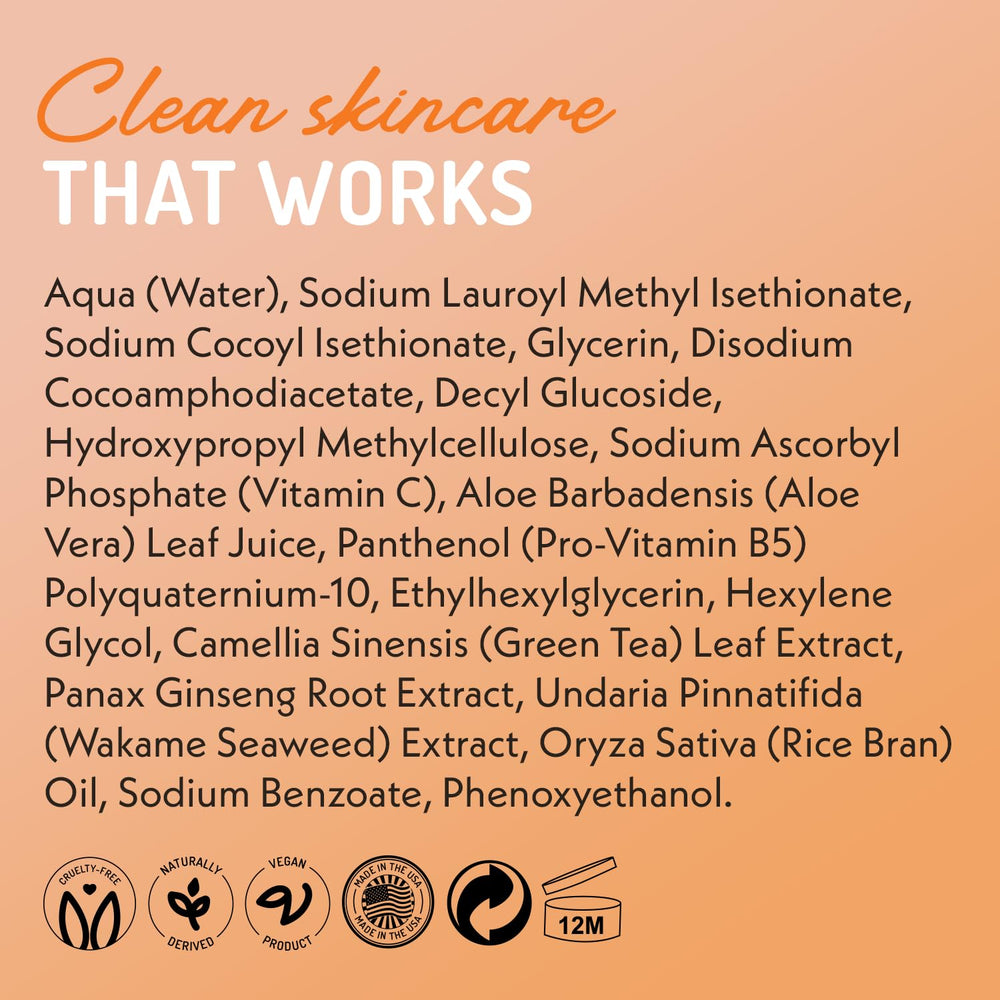 Eve Hansen Vitamin C Cleanser vegan cruelty-free formula on clean packaging