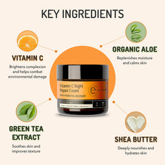 Eve Hansen Vitamin C Night Cream jar closeup reveals rich, creamy texture for hydration.