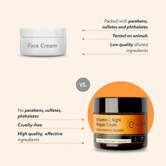 Eve Hansen Vitamin C Night Cream label front emphasizes natural ingredients and USA made.