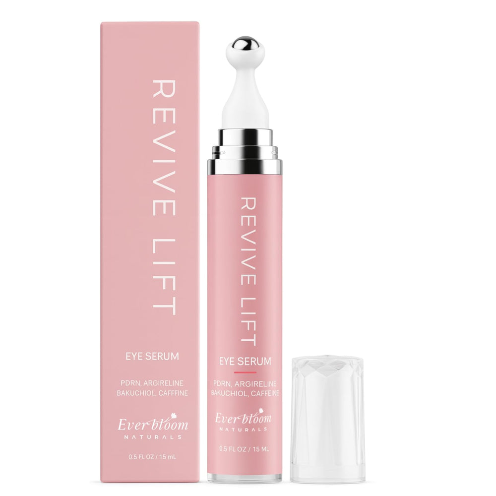 Everbloom Naturals Salmon DNA PDRN Eye Serum Roller packaging in clean branding for on-the-go use