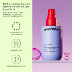 Evereden Detangler Spray packaging shows doctor and dermatologist-tested credentials.