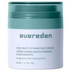 Evereden fragrance-free kids face cream bottle shows gentle hydration for daily use.