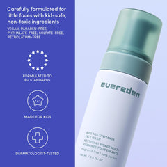 Evereden fragrance free kids face wash foam-lather showing gentle cleansing