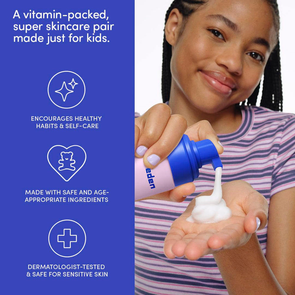 Evereden Happy Kids skincare duo laid out on bathroom counter