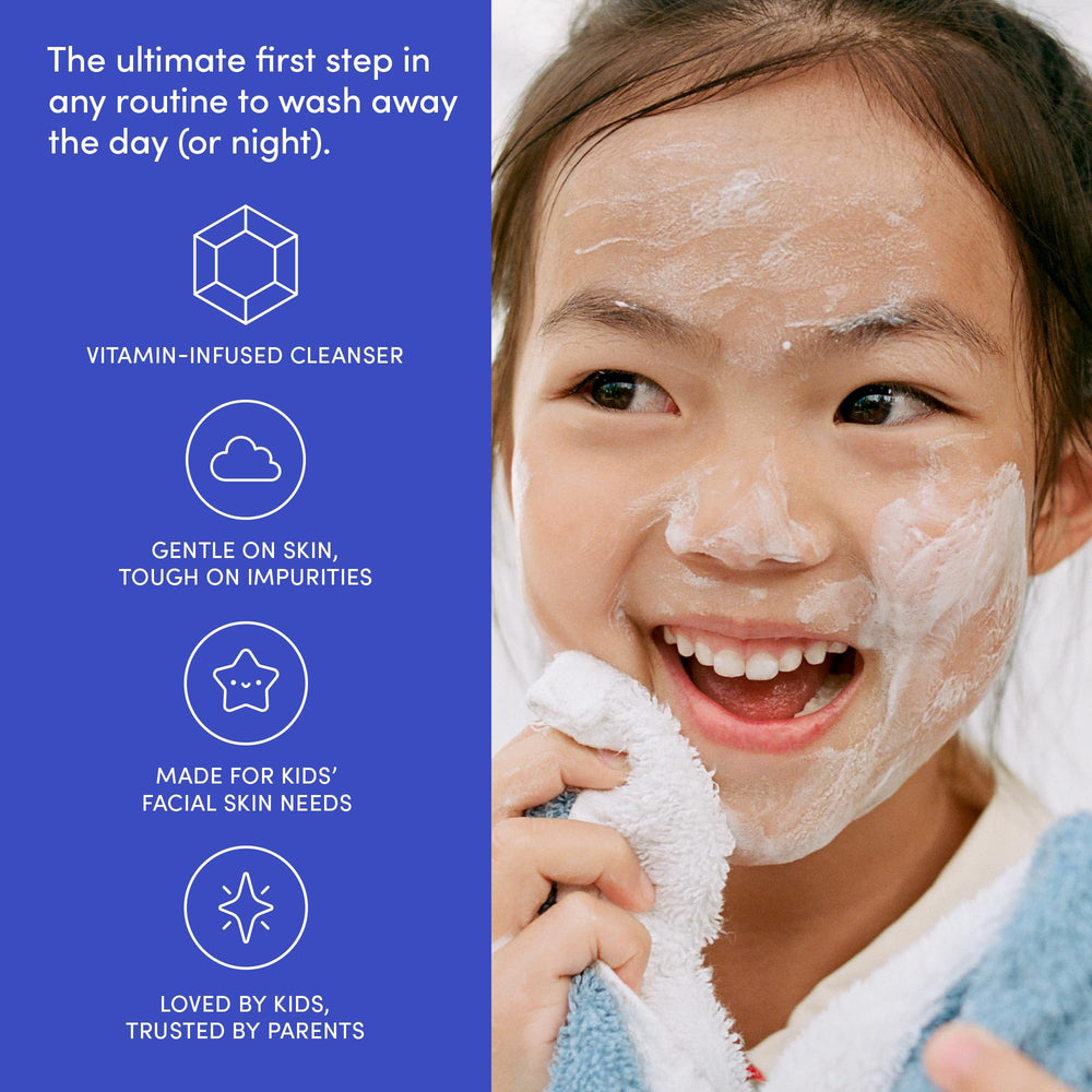 Evereden Kids Face Wash bottle emphasizes US-made, trusted formulation.
