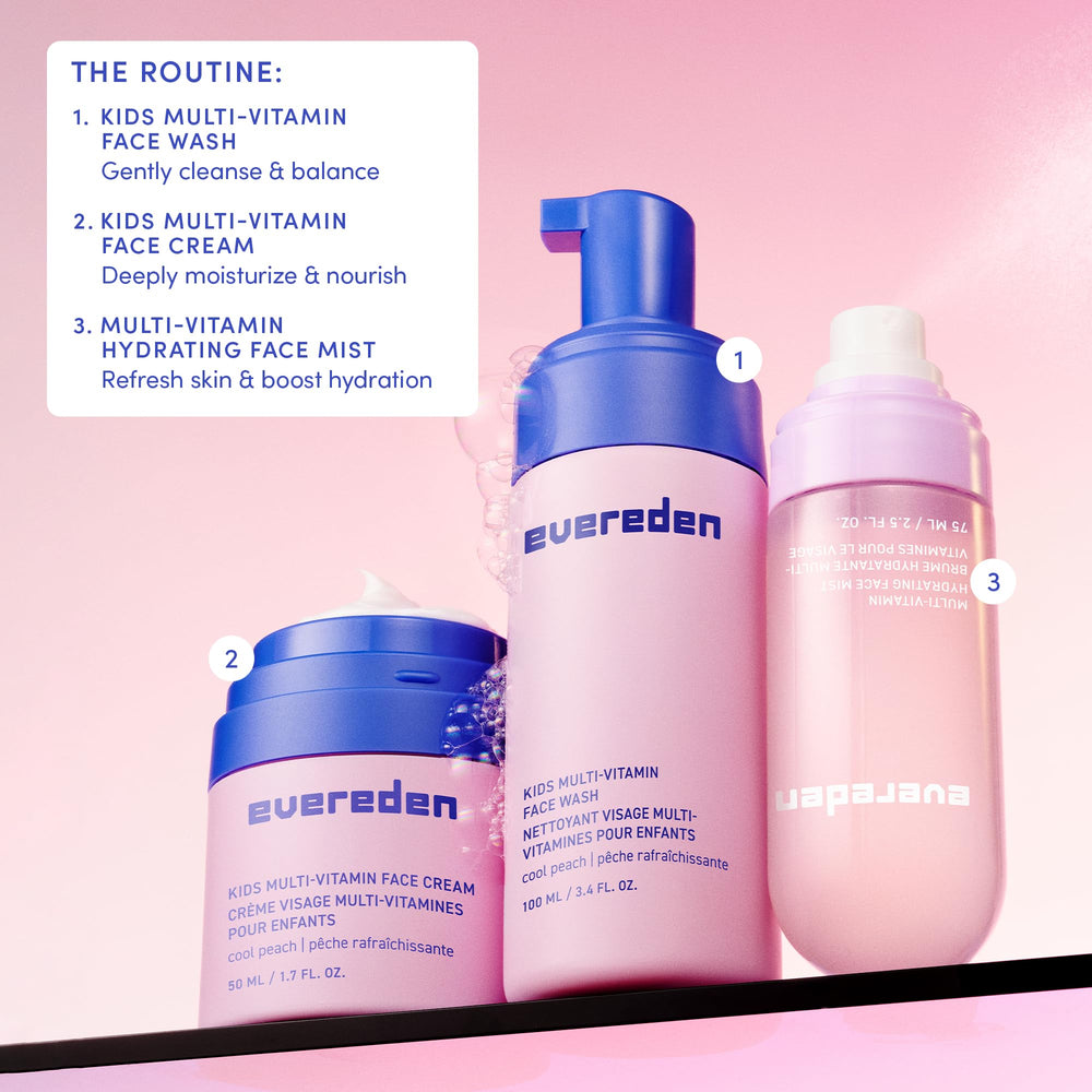 Evereden Kids Face Wash hand-application image demonstrates easy cleansing routine.