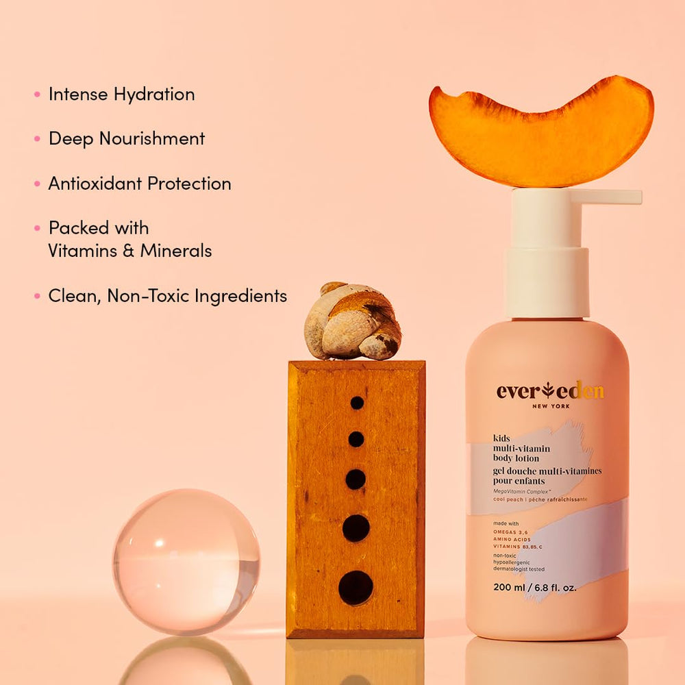 Evereden Kids Multi-Vitamin Lotion Melon Juice pump enables easy, mess-free application.