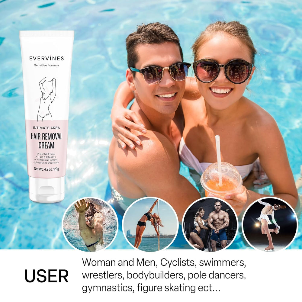 Evervines depilatory kit promotes long-lasting smoothness after use.