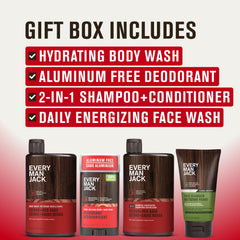 Every Man Jack 2-in-1 shampoo and conditioner for streamlined grooming.