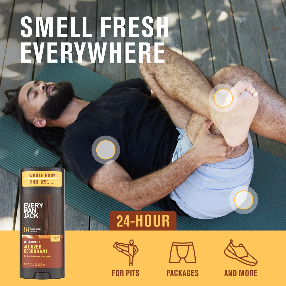 Every Man Jack All Over Deodorant Coastal Surf stick provides lasting odor protection by the sea breeze.