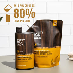 Every Man Jack Amber Sandalwood refill pouch ready to reduce plastic waste.