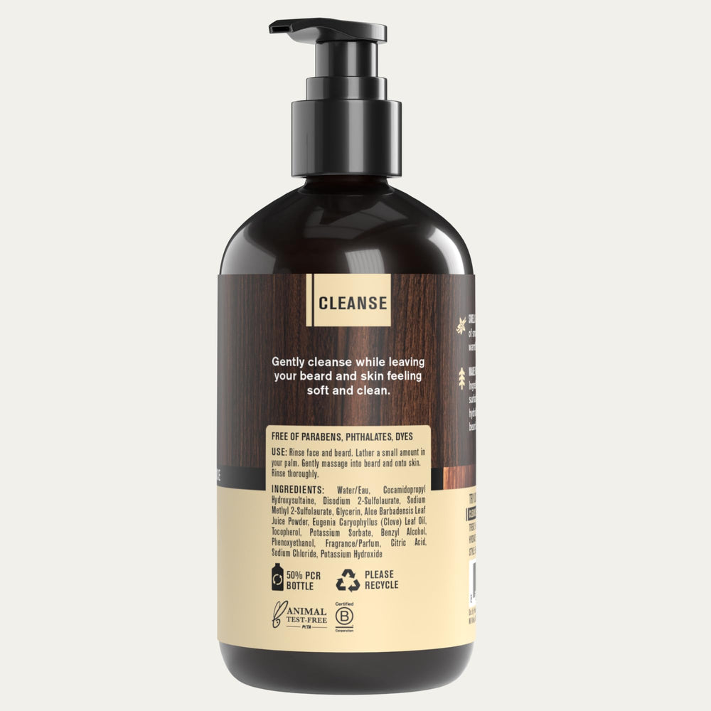 Foam texture on skin highlights the wash's creamy, cleansing action with vanilla cedar