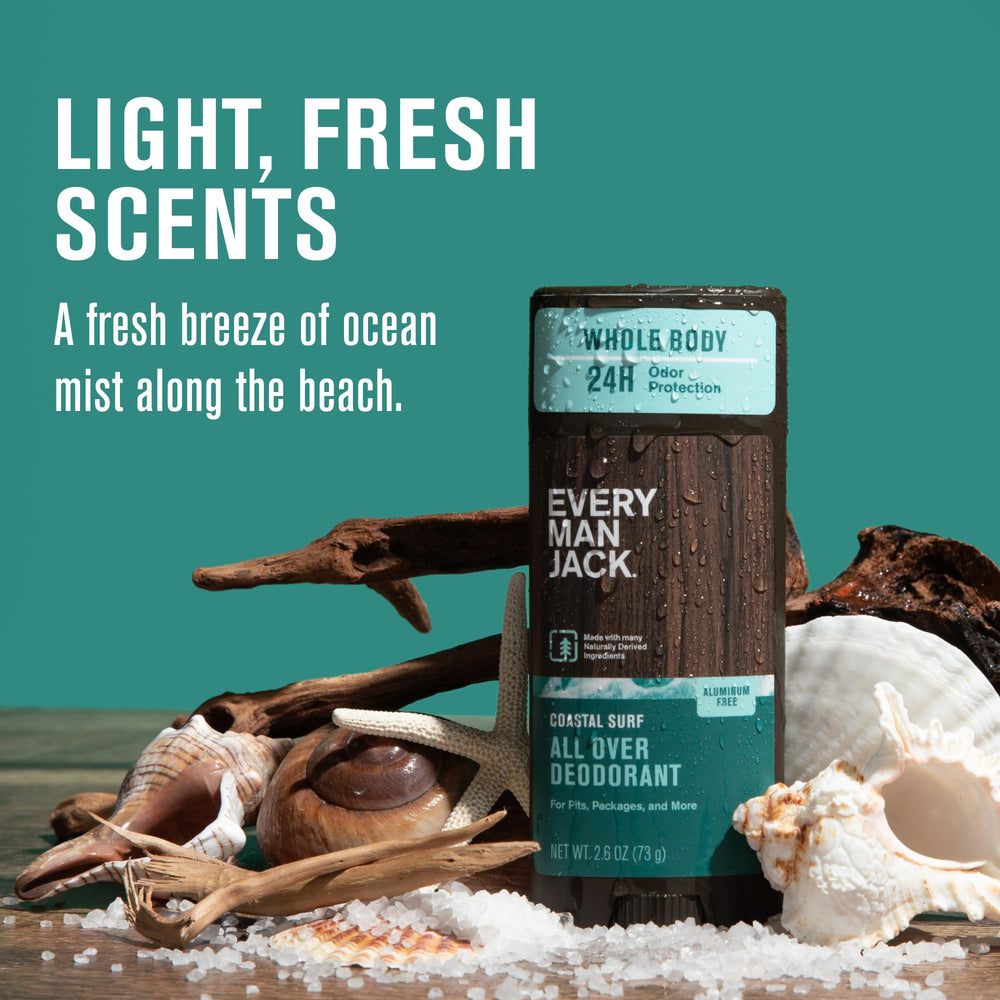 Texture close-up of Every Man Jack Coastal Surf formula with key ingredients