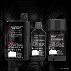 Every Man Jack Deadpool gift moment showcasing superhero branding and packaging