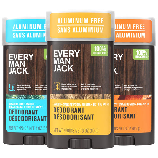 Every Man Jack coconut driftwood deodorant stick provides aluminum-free protection