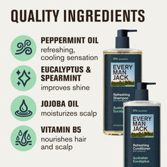 Every Man Jack eucalyptus extract and jojoba oil visual signaling natural nourishment.