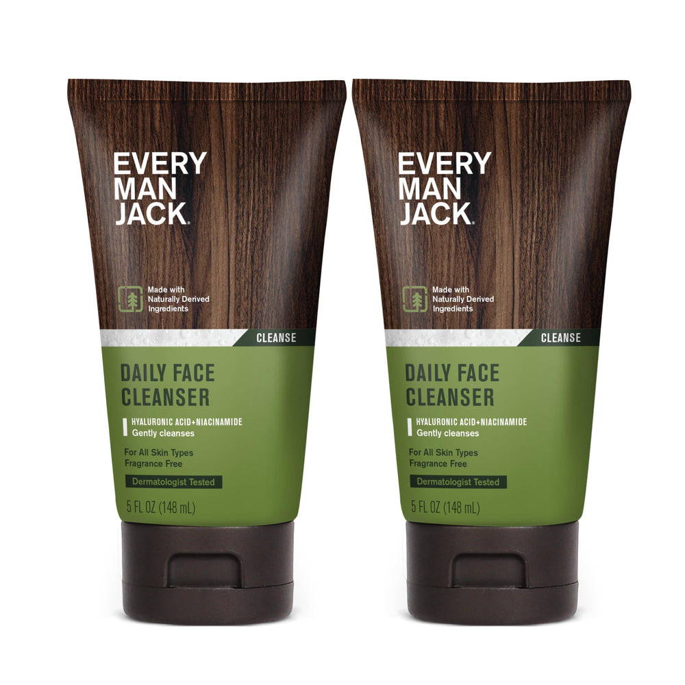 Every Man Jack Hydrating Face Wash two-pack bottles viewed from the side for daily cleansing