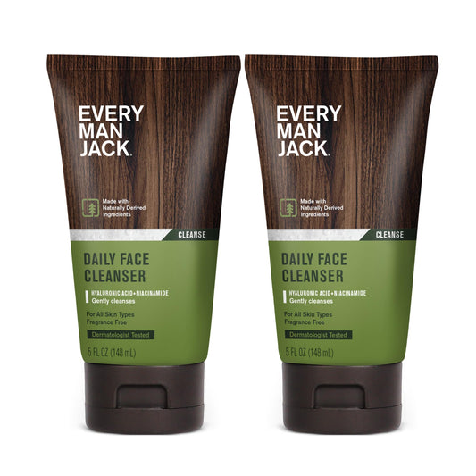 Every Man Jack Hydrating Face Wash two-pack bottles viewed from the side for daily cleansing