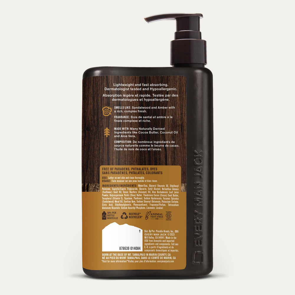 Every Man Jack routine-ready bottle on bathroom counter for daily use.