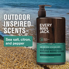 Outdoor-inspired sea minerals scent on bottle evokes fresh ocean spray and citrus.