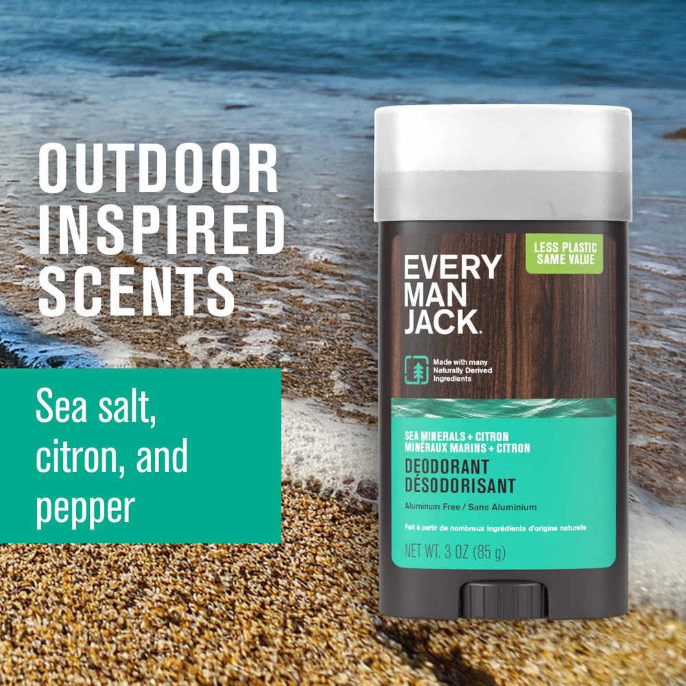 Every Man Jack sea minerals citron packaging includes cotton extract for moisture absorption.