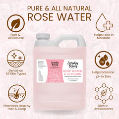 Everyday Beauty Rose Water Toner label closeup shows vegan, all-natural formula