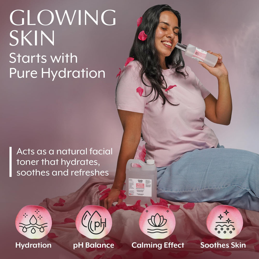 Everyday Beauty Rose Water Toner rose-petals visuals highlight natural soothing ingredients.