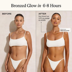 Everyday Humans self-tanner applied to face and body for an all-over glow.
