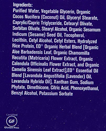 Ingredients lavender and aloe in a calming lotion for daily use