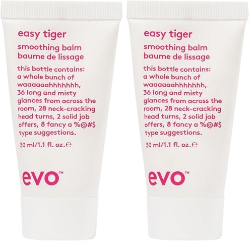EVO Easy Tiger smoothing balm bottle for frizz control and sleek styling.