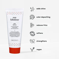 EVO Fabuloso red color depositing conditioner being applied to hair for quick color boost