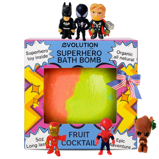 EvolutionUSA epic superhero bath bomb package with gift ready packaging