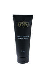 Evolve Hair Styling Cream tube shown for versatile, non-greasy hold and matte finish.