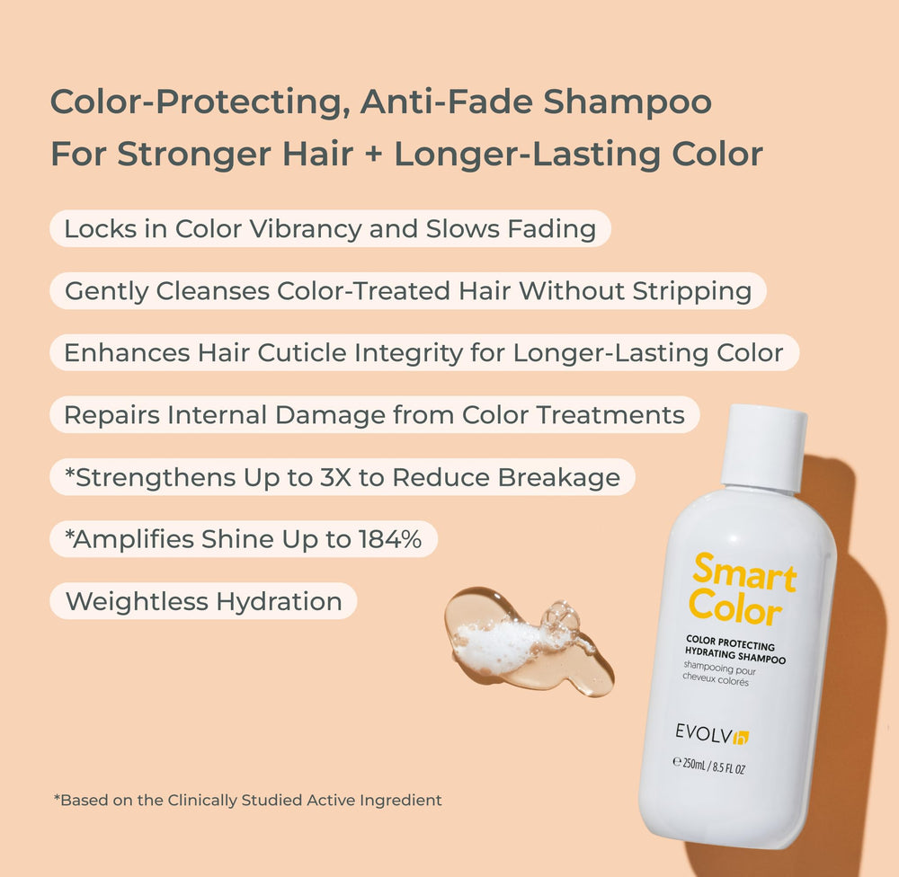 EVOLVh SmartColor Shampoo new packaging emphasizes sustainable design and color care.