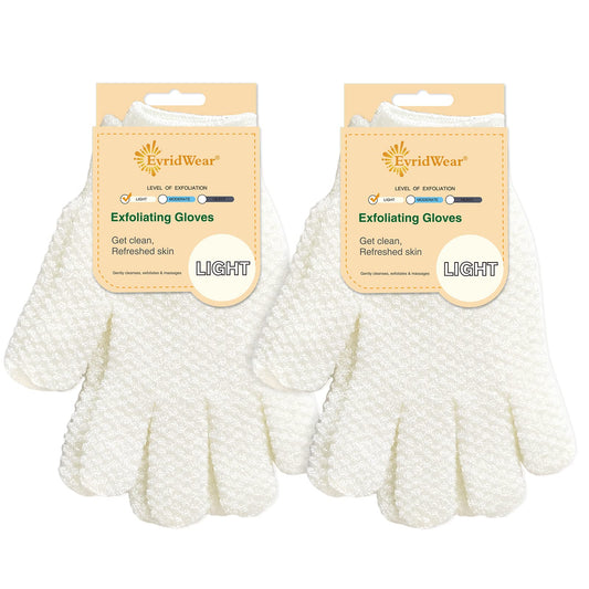 Evridwear exfoliating gloves dual-texture pairs for body exfoliation.