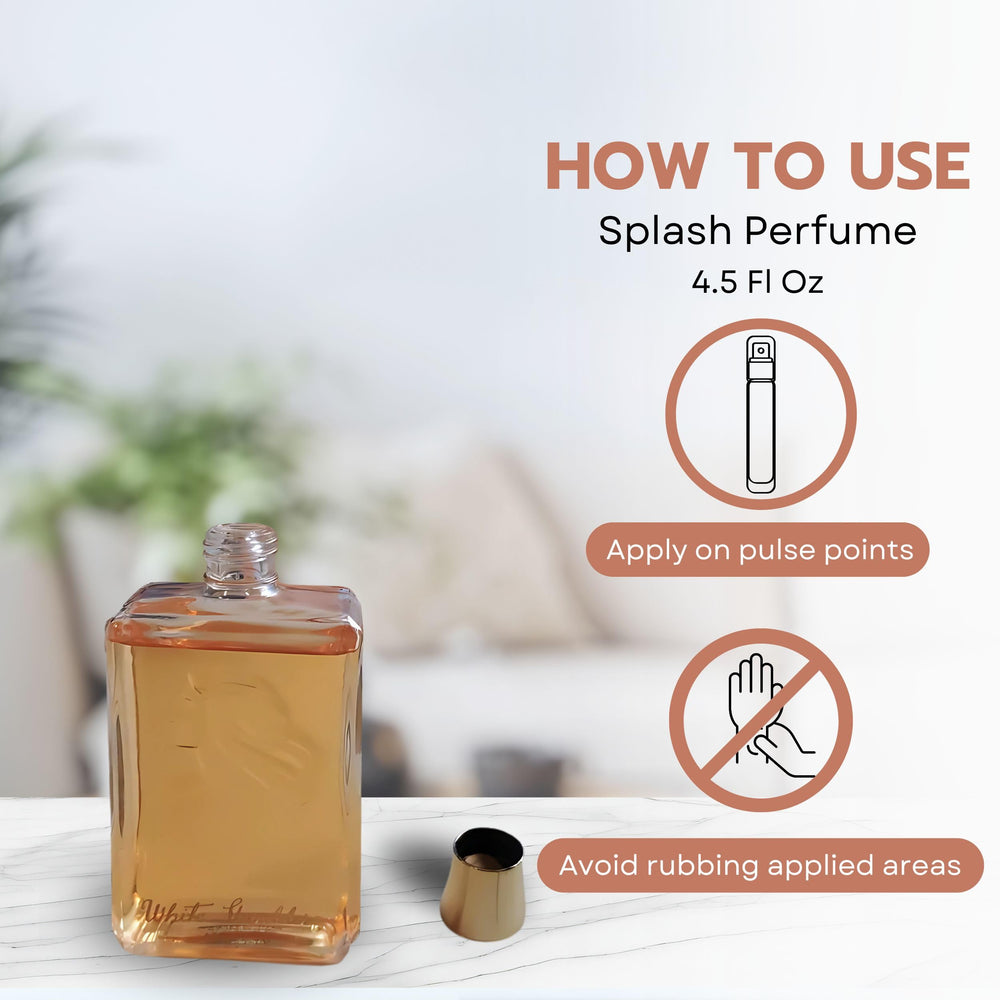 Evyan White Shoulders splash bottle in motion for on-the-go application.