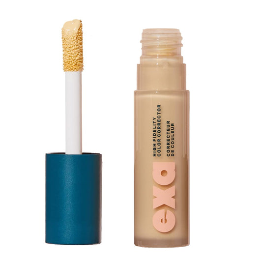 Exa Beauty yellow balancing color corrector bottle delivering an even, radiant finish.