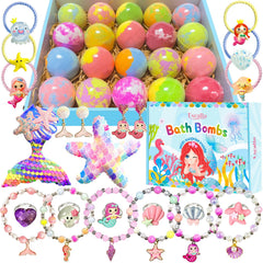 Excalla Mermaid Bath Bomb with surprise toy inside for kids' bath time fun
