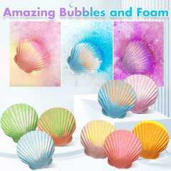 Excalla Mermaid Bath Bombs fizz and color water for fun.