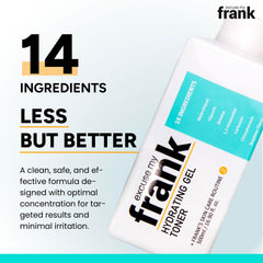Hands applying Excuse My Frank Hydrating Gel Toner preps skin for serums and moisturizers.