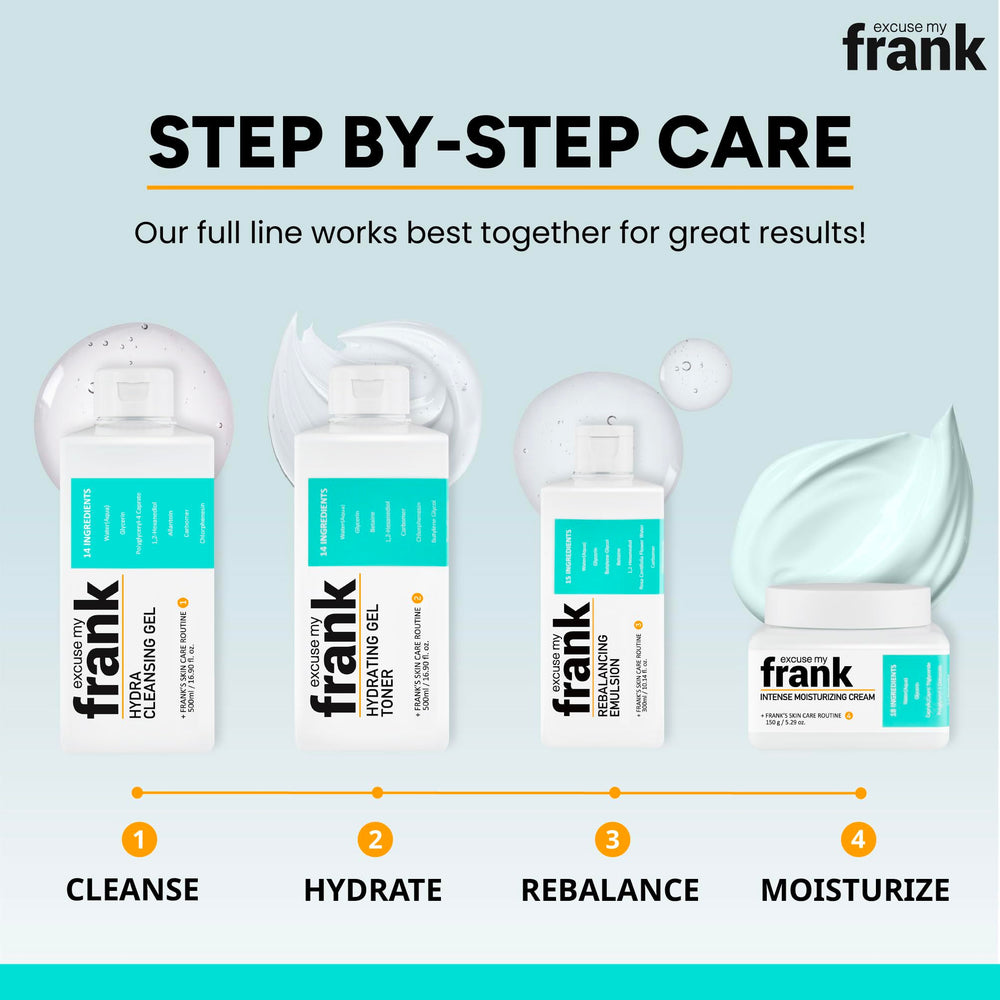 Excuse My Frank Hydrating Gel Toner swatch on skin demonstrates lightweight hydration.