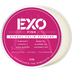 EXO solid perfume balm packaging close-up for easy carry and storage