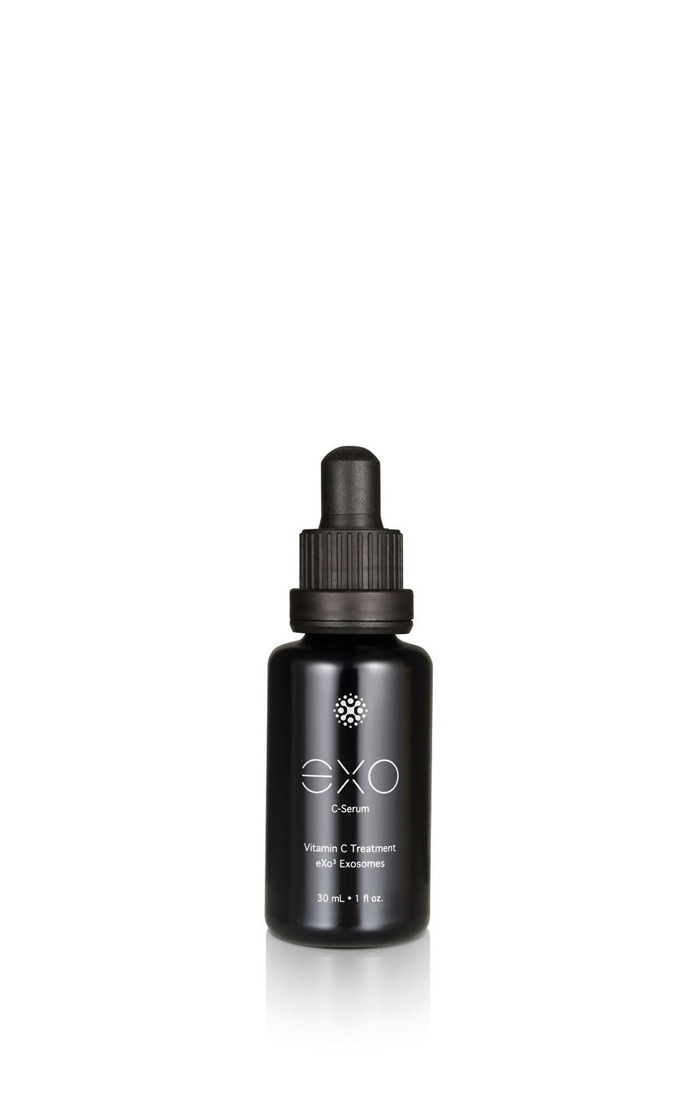 EXO C-SERUM bottle with pipette for brightening and vitamin C delivery.