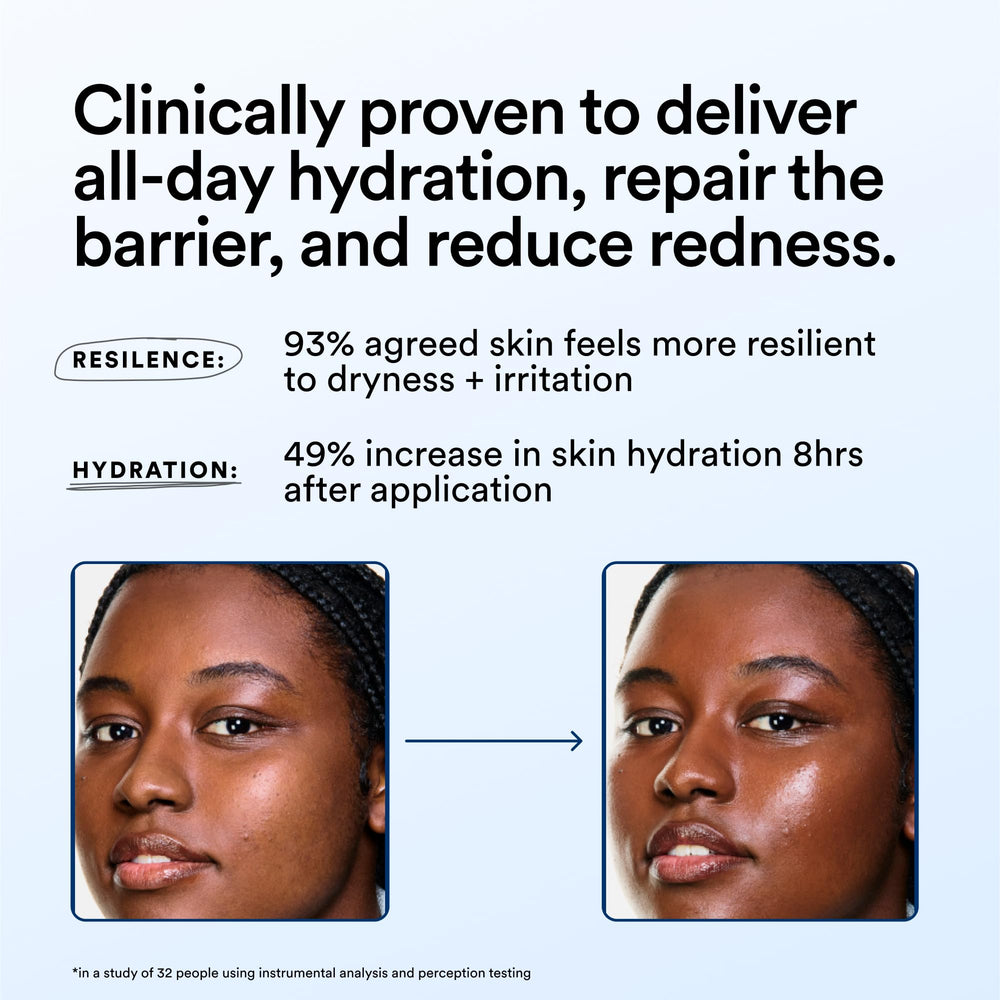 Experiment Fragrance-free vegan label signals gentle hydration for irritated skin.