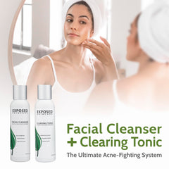 Exposed Skin Care moisturizer visual suggests non-greasy hydration.