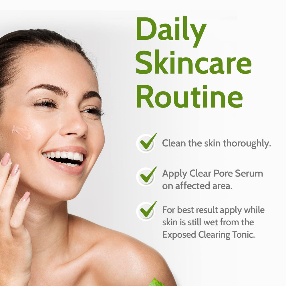 Exposed Skin Care Clear Pore Serum oil-control effect during daytime use.