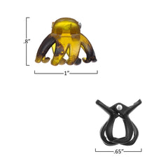 Expressions mini octopus clips closeup on hair, fast secure styling.
