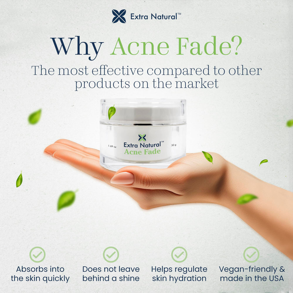 Extra Natural Acne Cream jar close-up highlighting plant-powered formula for calm skin.